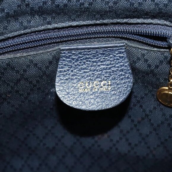 GUCCI Bamboo Backpack Suede Leather Navy Gold 003 1956 0030 Auth BA1984 main image 4